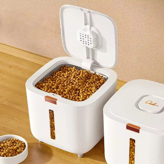 Mypawbloom pet food storage container with secure lid, ideal for keeping dog and cat food fresh and organized.
