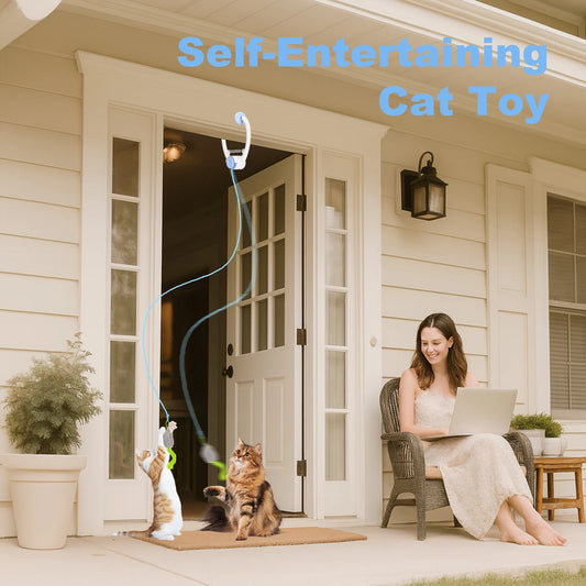 Electric hanging cat toy by mypawbloom with interactive moving parts, designed to entertain and engage cats.