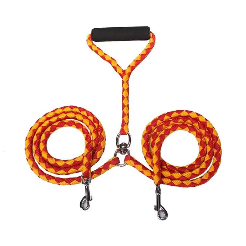 mypawbloom 1.4m pet double leash with 2-way coupler, durable nylon material for walking two dogs simultaneously.