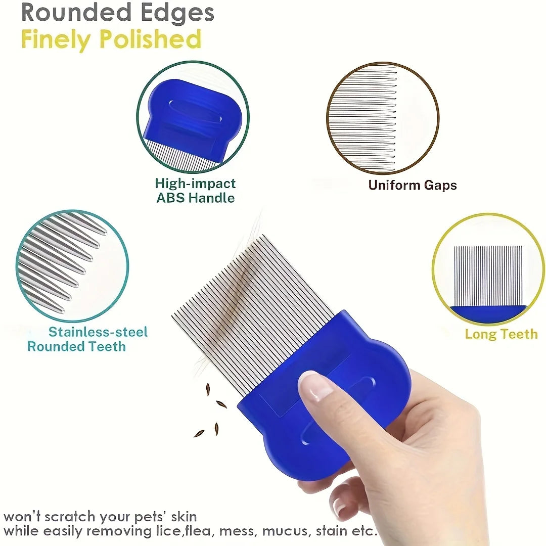 Pack of 4 Flea and Lice Combs, Stainless Steel