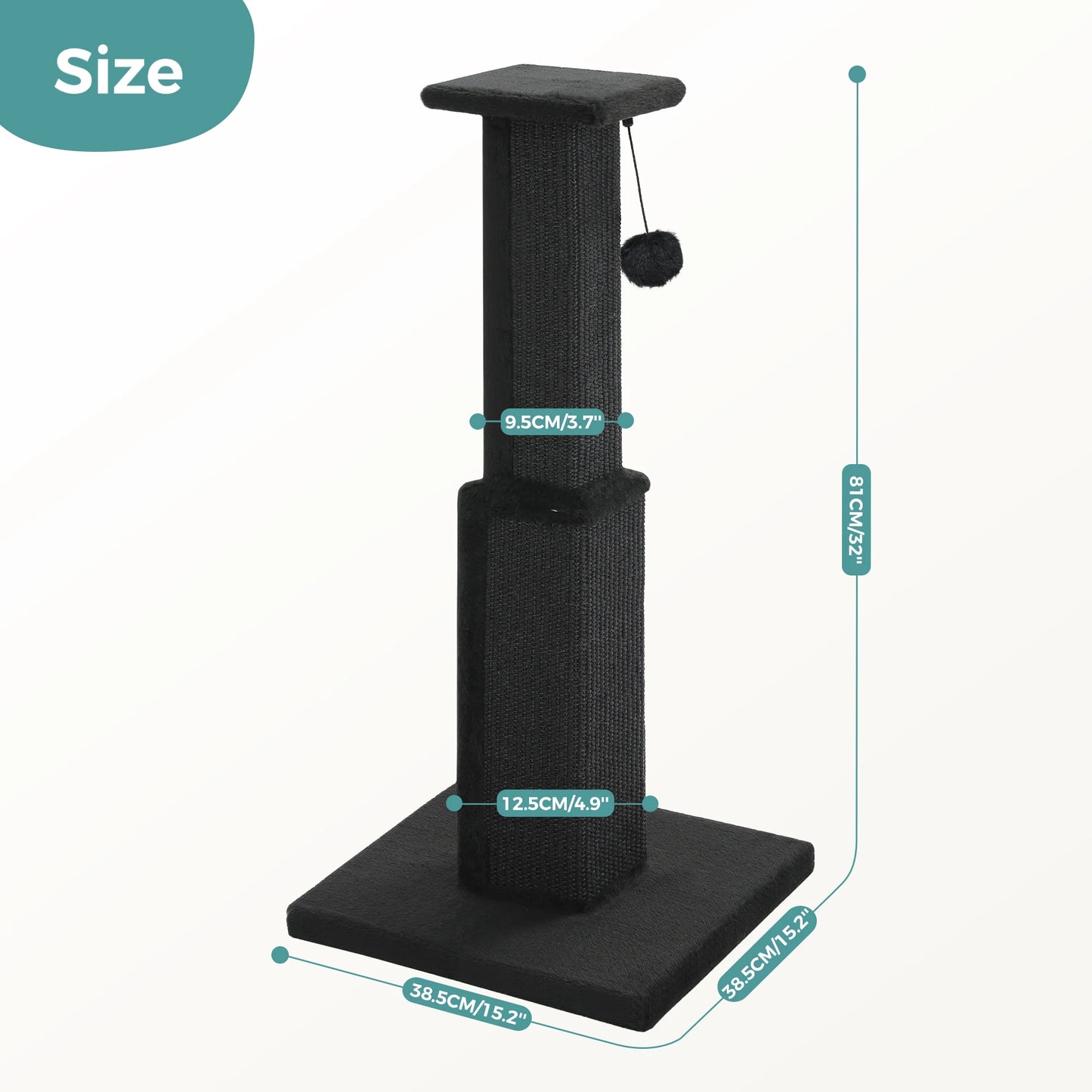 Large cat scratching post by mypawbloom with sisal-covered posts and a cozy perch for cats to scratch and relax.