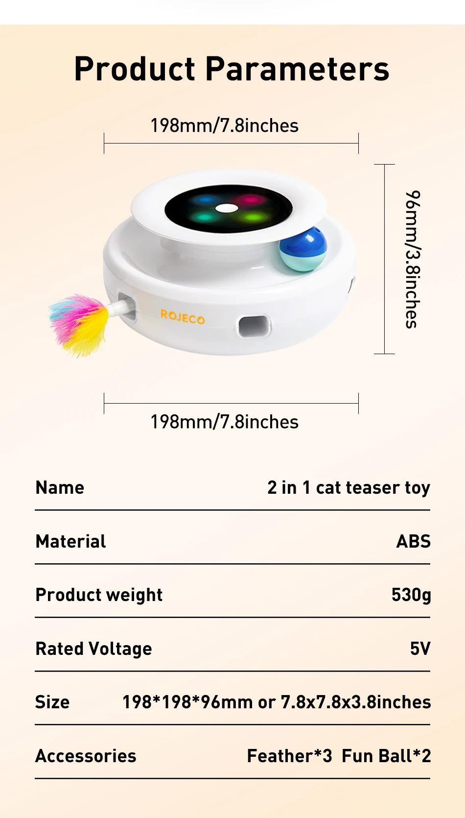 2 in 1 Smart Cat Toys Automatic Feather