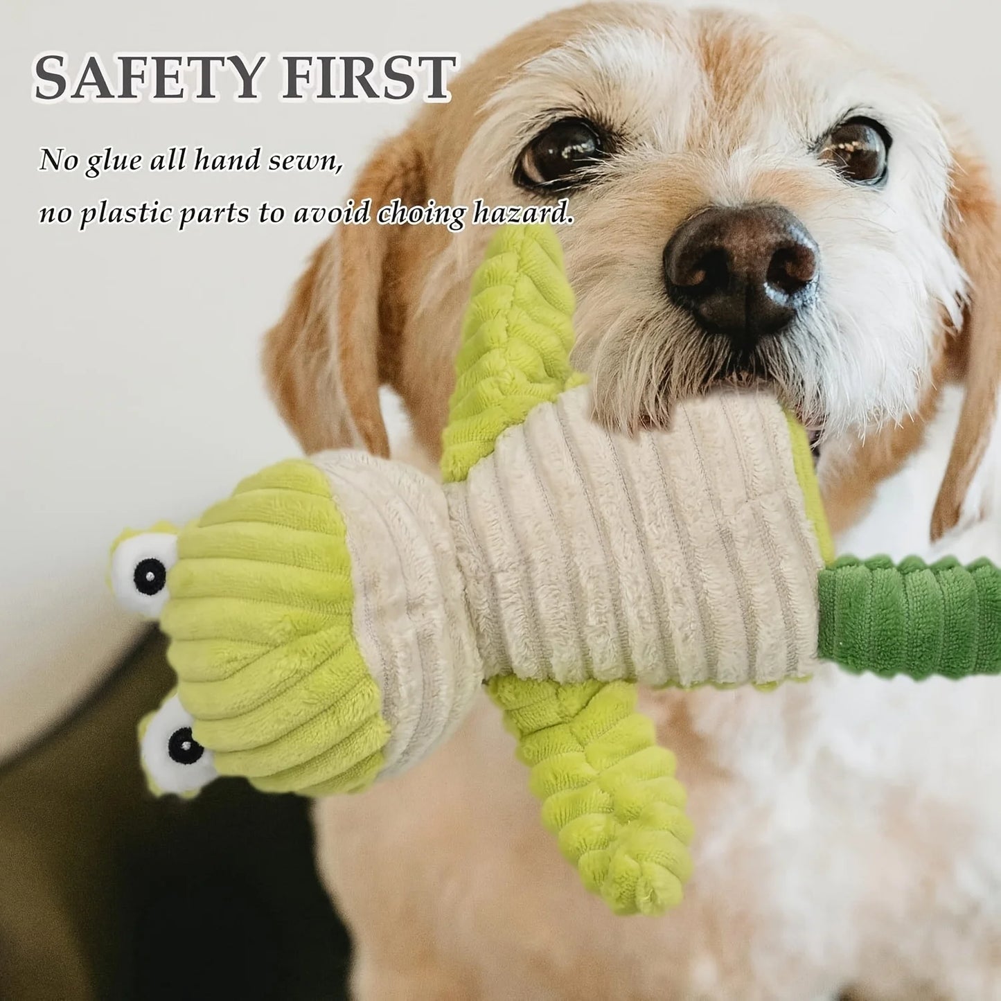 Interactive Cartoon Pet Plush Toy Bundle – 5-Piece Durable Squeaker Toy Set