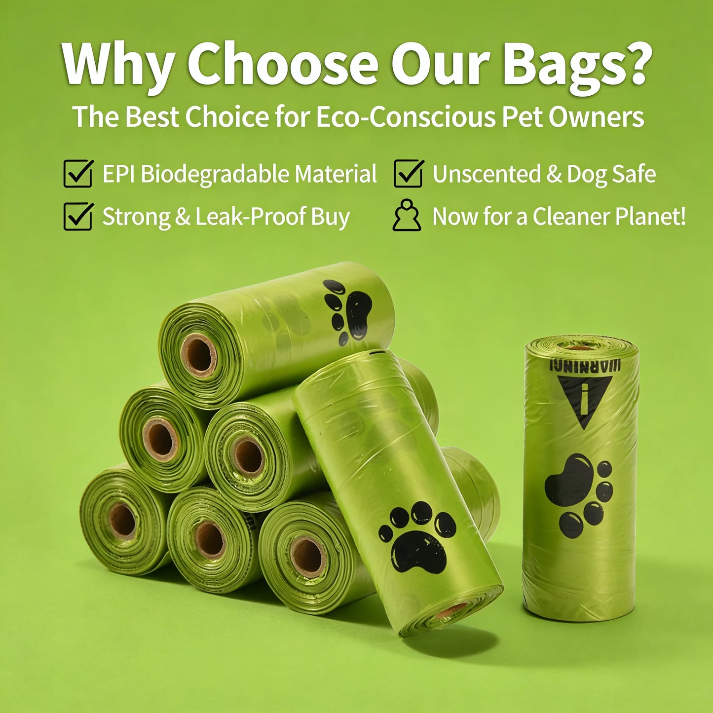 Eco-Friendly Leak-Proof Dog Waste Bags – Heavy Duty Plant-Based Pet Poop Bags