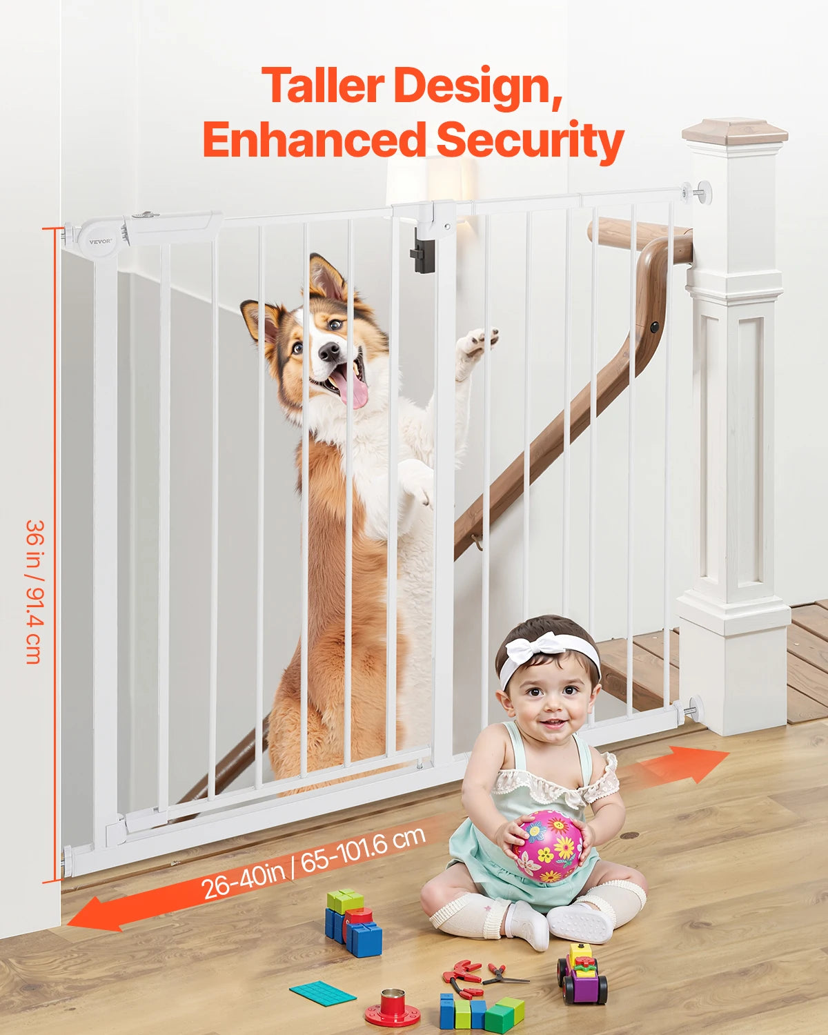 Mypawbloom easy step walk-thru dog gate in 28/30/36 inches height, with a metal frame and secure latch for pet safety.