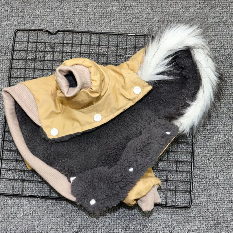Warm dog coat jacket for small and medium dogs, thick hoodie design by mypawbloom, suitable for chilly weather.
