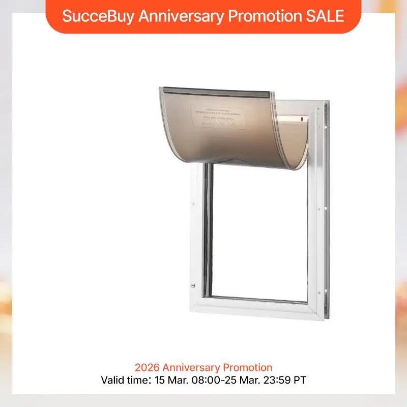 Weatherproof pet door with aluminum frame, lock, and flap system by mypawbloom, suitable for easy indoor-outdoor pet access