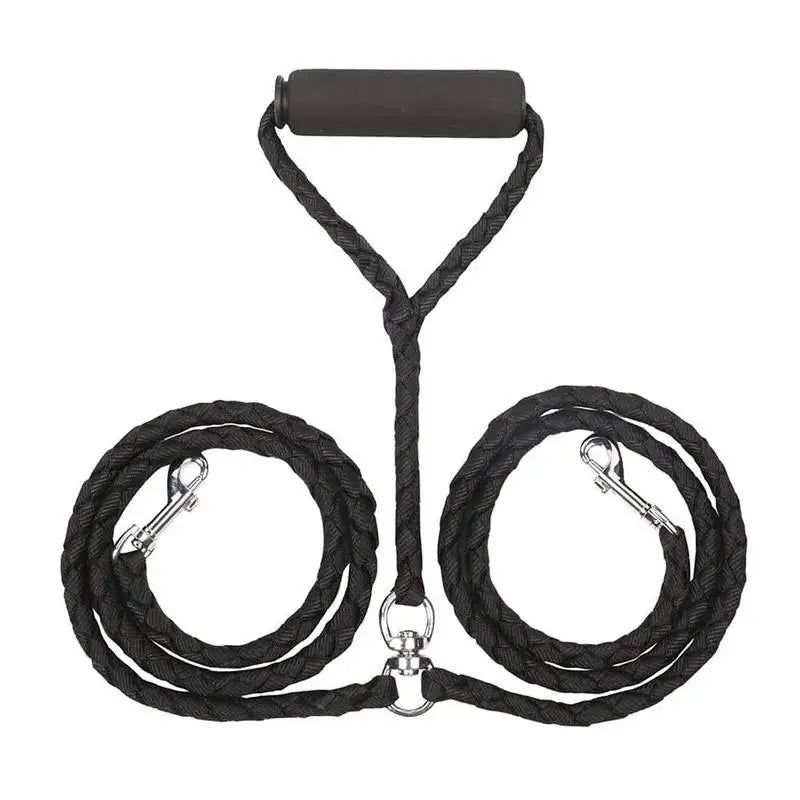 MyPawBloom 1.4m double pet leash with 2-way couplers for walking two dogs simultaneously, featuring durable nylon construction.