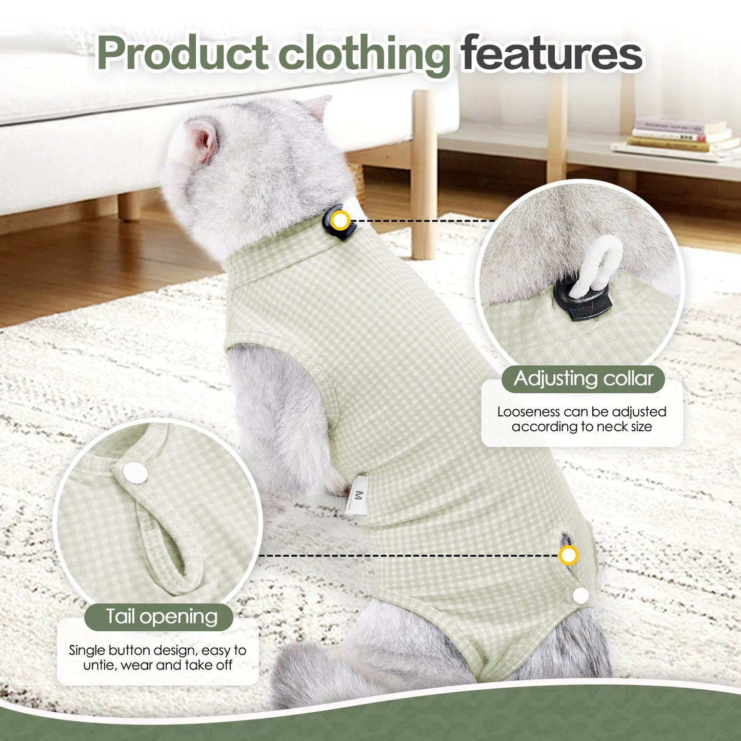 Cat Recovery Suit Professional,Abdominal Wounds Cone E-Collar Alternative
