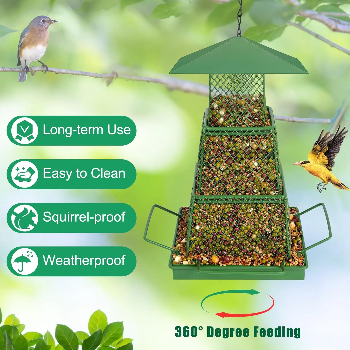 "Seed-Saving" Heavy-Duty Outdoor Bird Feeder