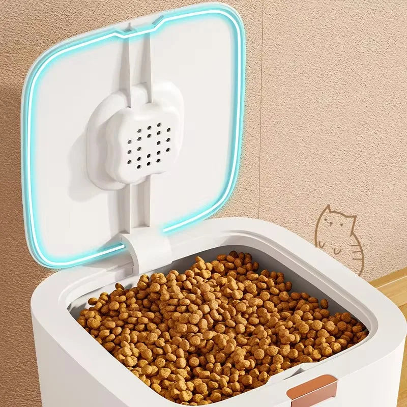 Mypawbloom pet food storage container with airtight lid for keeping dry pet food fresh and organized.