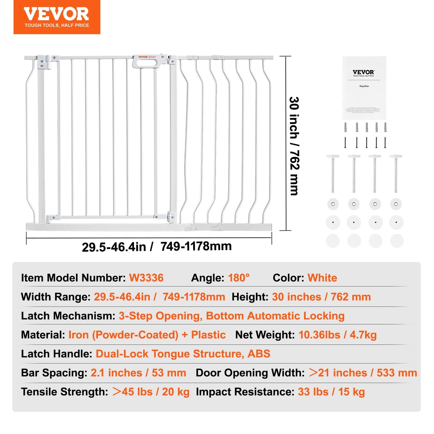 Mypawbloom walk-through dog gate in 28, 30, or 36 inches height, featuring easy step-through design for pet safety.