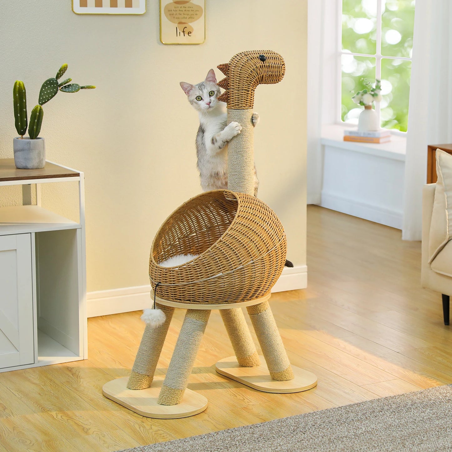 Dinosaur Cat Tree Tower with Sisal Scratching Post