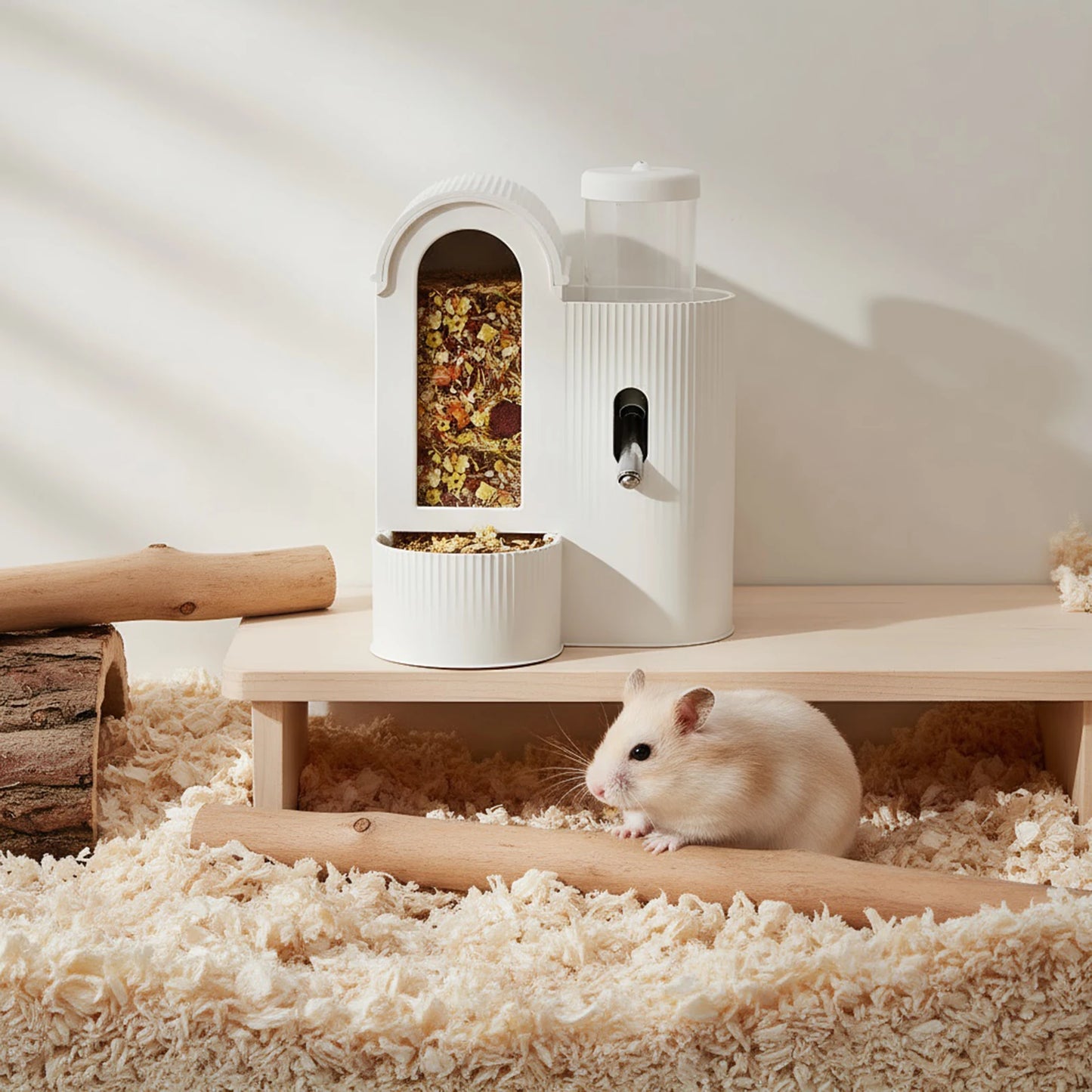2-in-1 Automatic Food Bowl Large Capacity Hamster Feeder