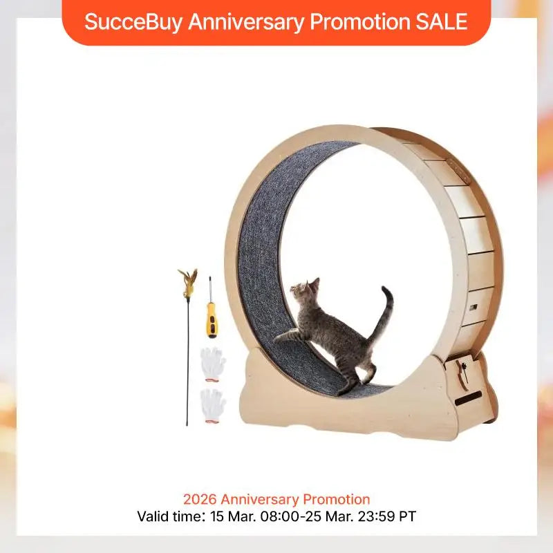 SucceBuy Wooden Cat Exercise Wheel