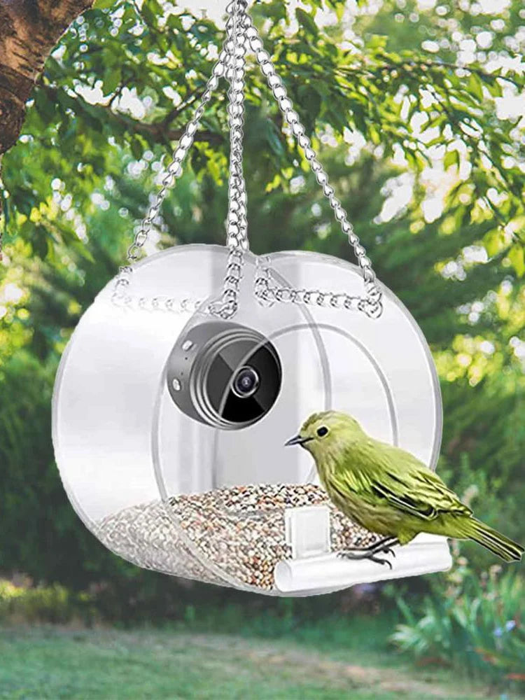 Smart Bird House Pet Feeder Transparent with Camera