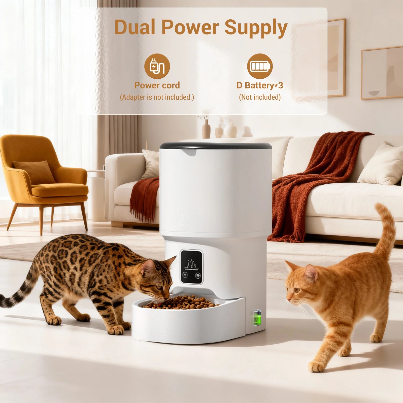 Mypawbloom programmable 4L automatic pet feeder for small dogs and cats, showing digital control panel and food storage compartment.