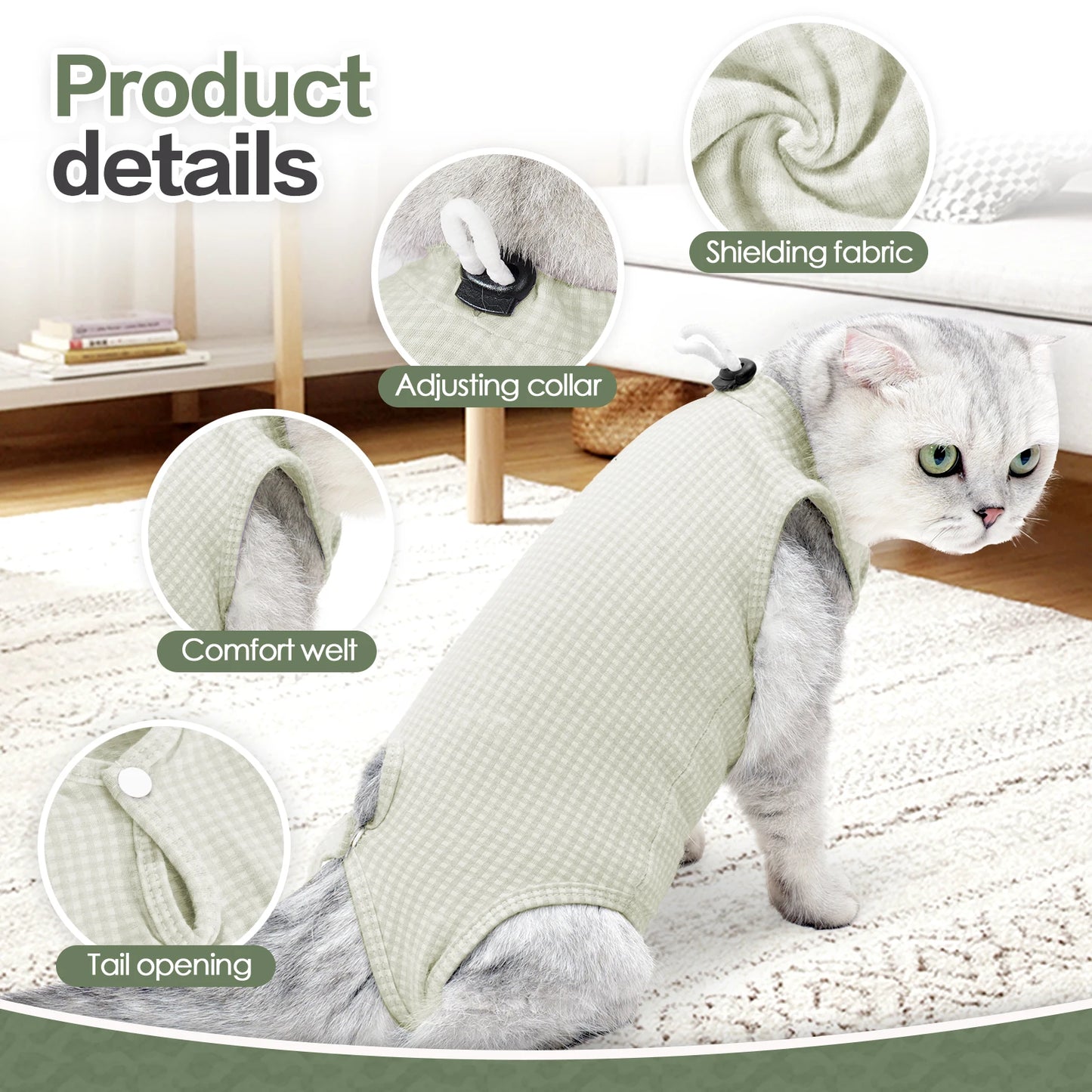 Cat Recovery Suit Professional,Abdominal Wounds Cone E-Collar Alternative