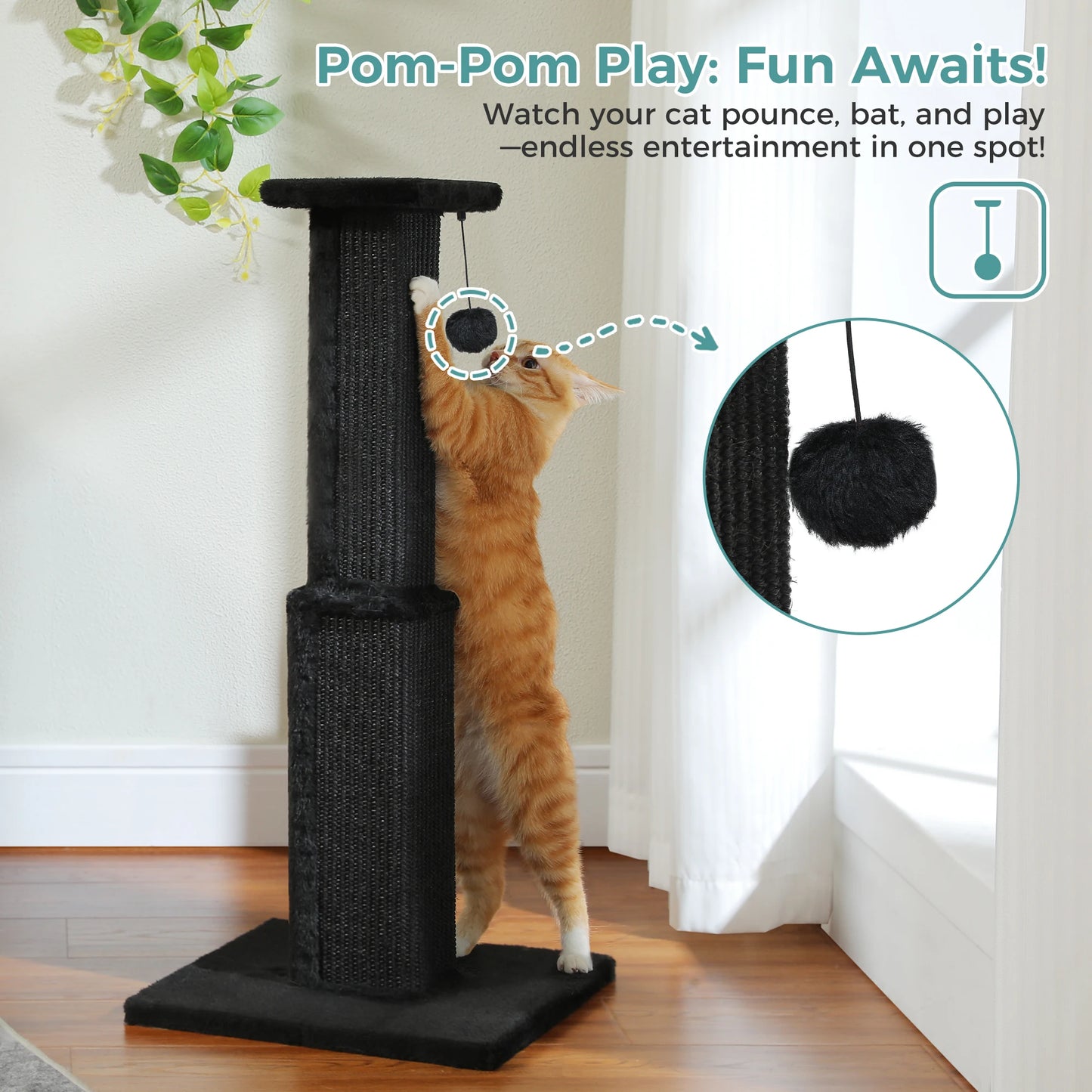 Large cat scratching post by mypawbloom with sisal rope and cozy platforms for scratching and lounging.