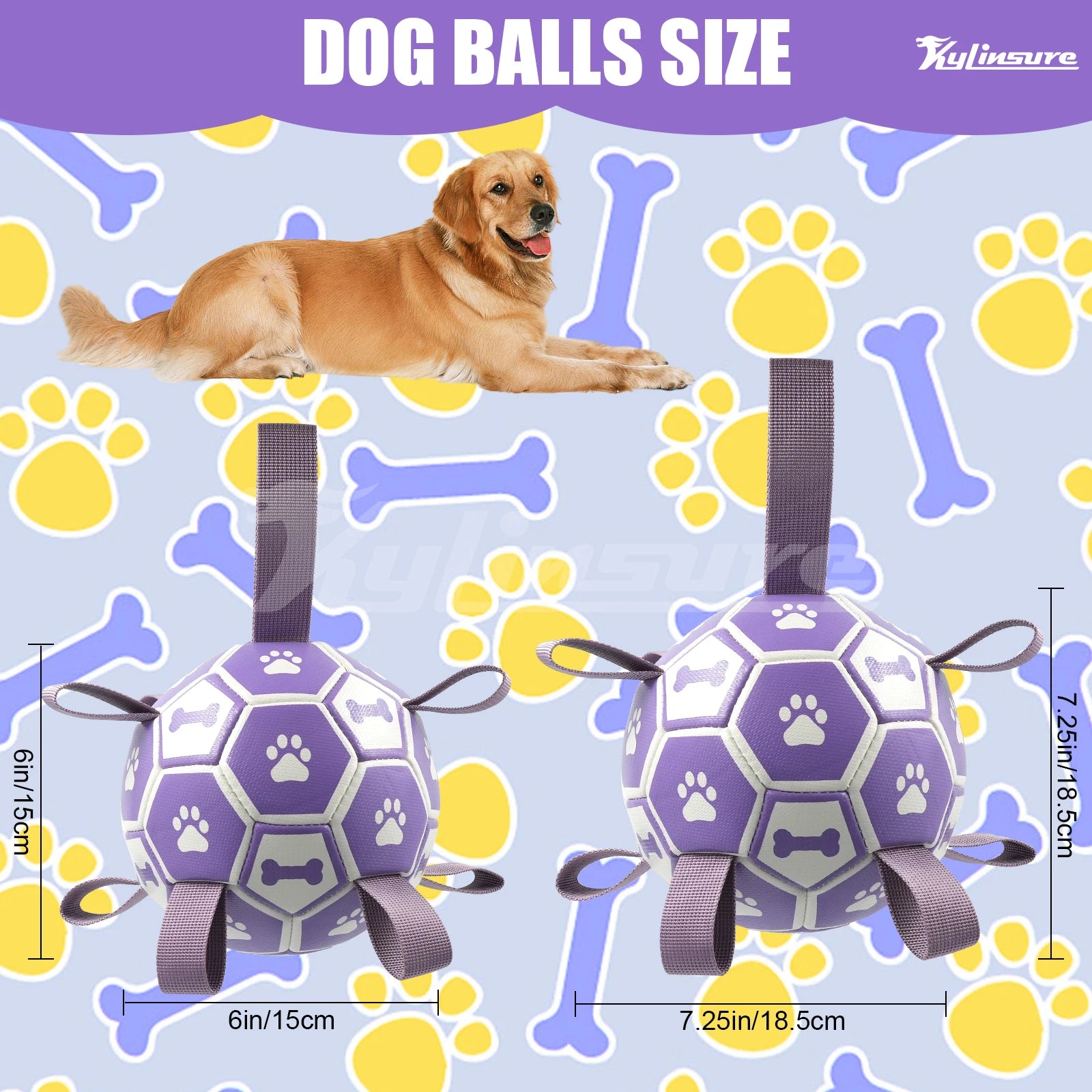 MyPawbloom interactive dog toy soccer ball with straps, durable rubber ball for fun and active play with dogs.