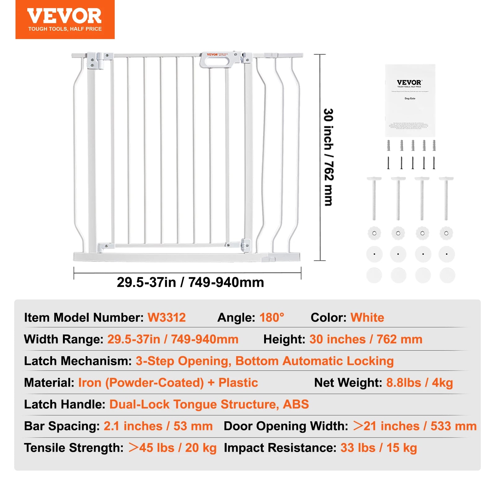 Mypawbloom walk-through dog gate in 28-36 inch height, easy step design with secure mesh panels for pet safety and home use