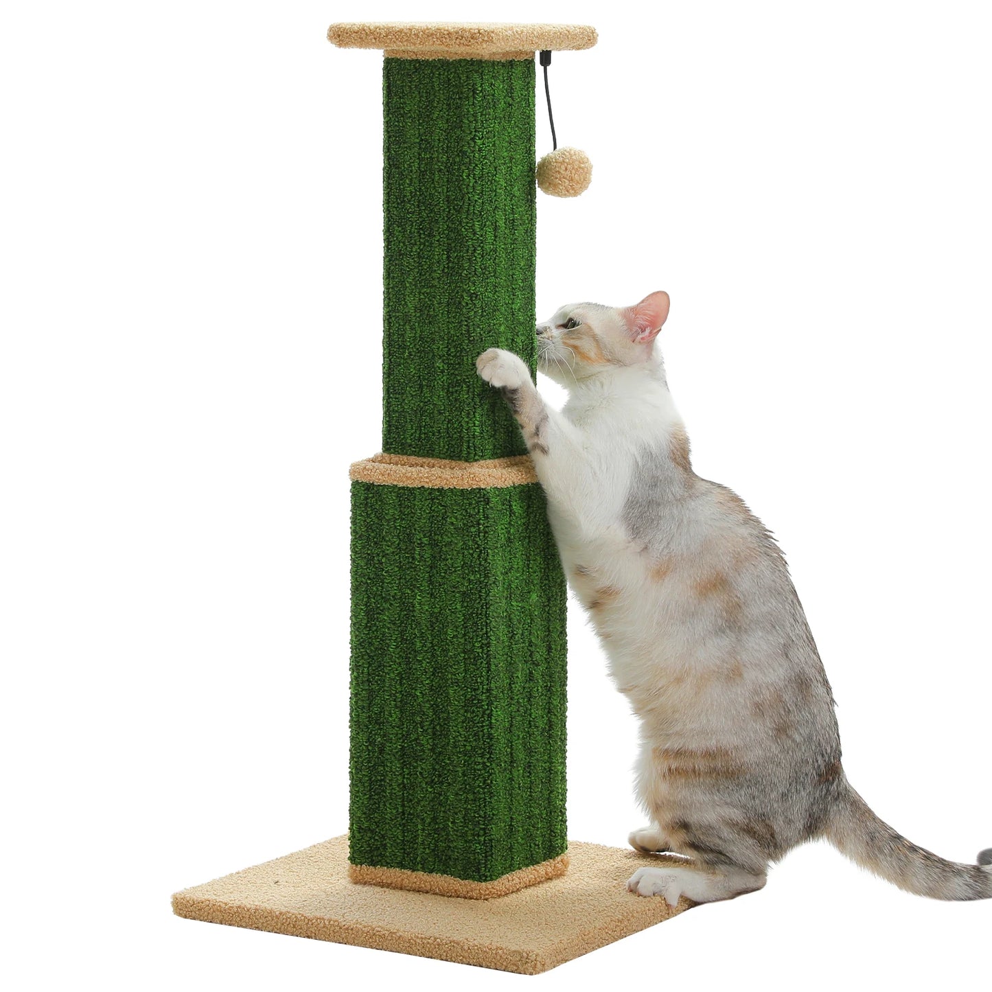 Large mypawbloom cat scratching post with sisal rope and cozy platforms for scratching and lounging.
