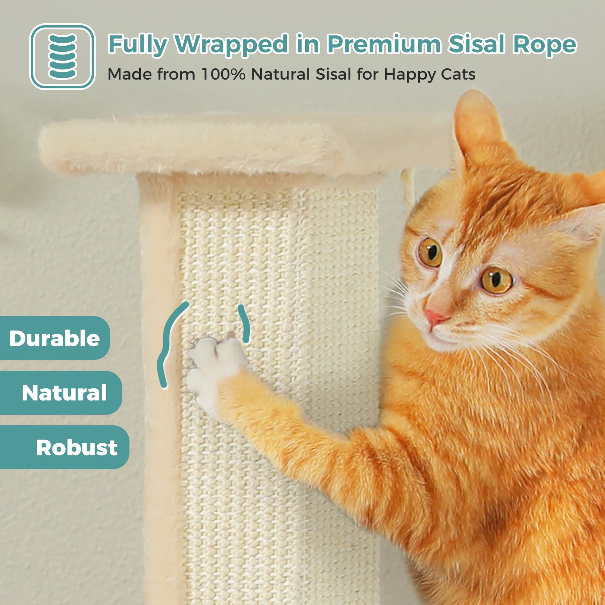 Large mypawbloom cat scratching post with sisal surface and cozy platform for feline scratching and lounging.