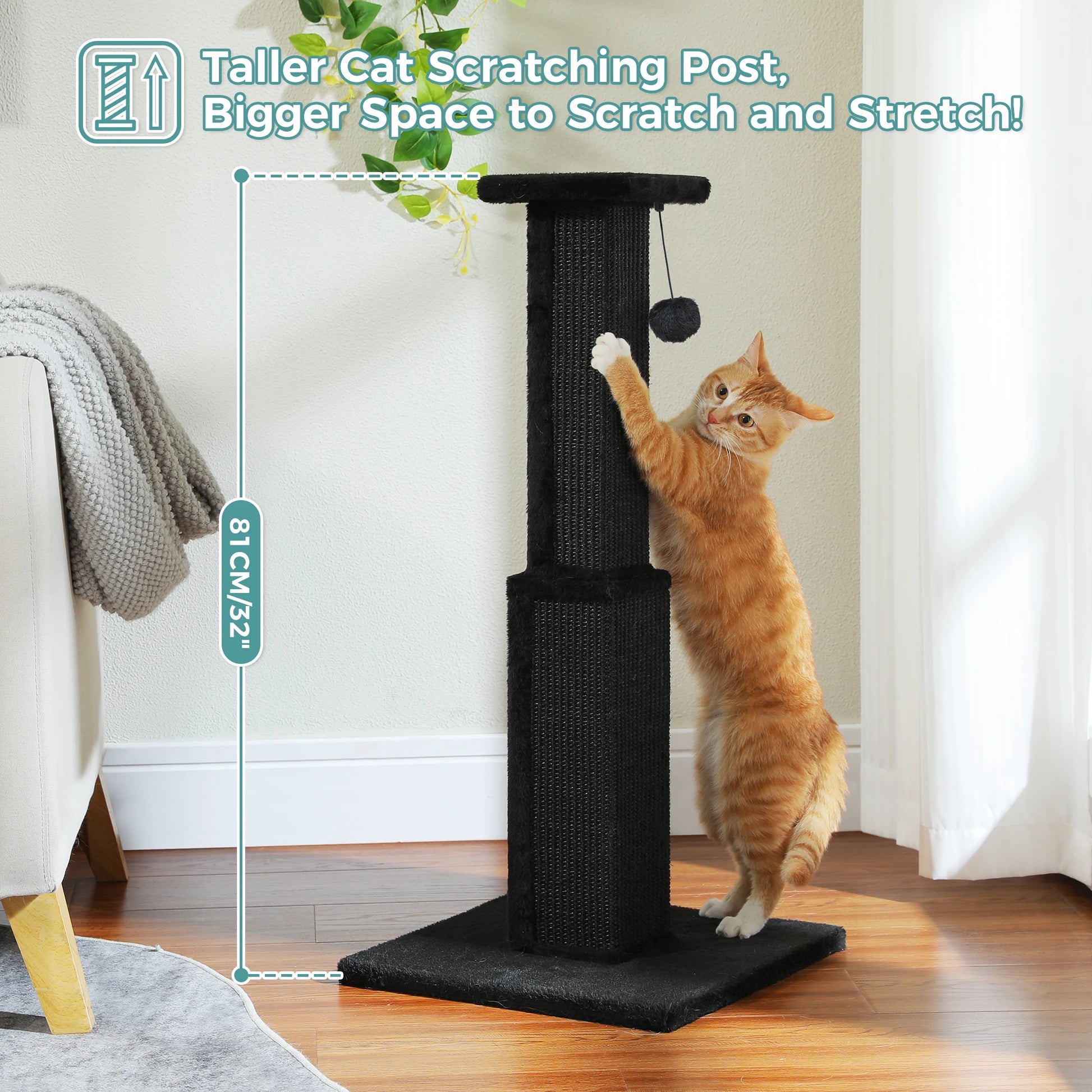 Large mypawbloom cat scratching post with sisal surface and multiple levels for scratching and climbing.