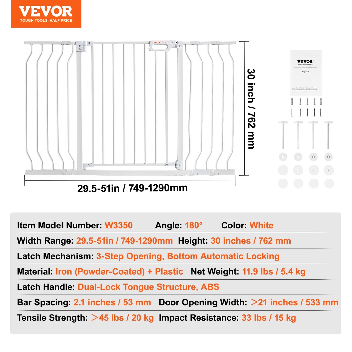Mypawbloom dog gate in 28, 30, or 36 inches height with easy step-through design, shown in a home doorway setting.