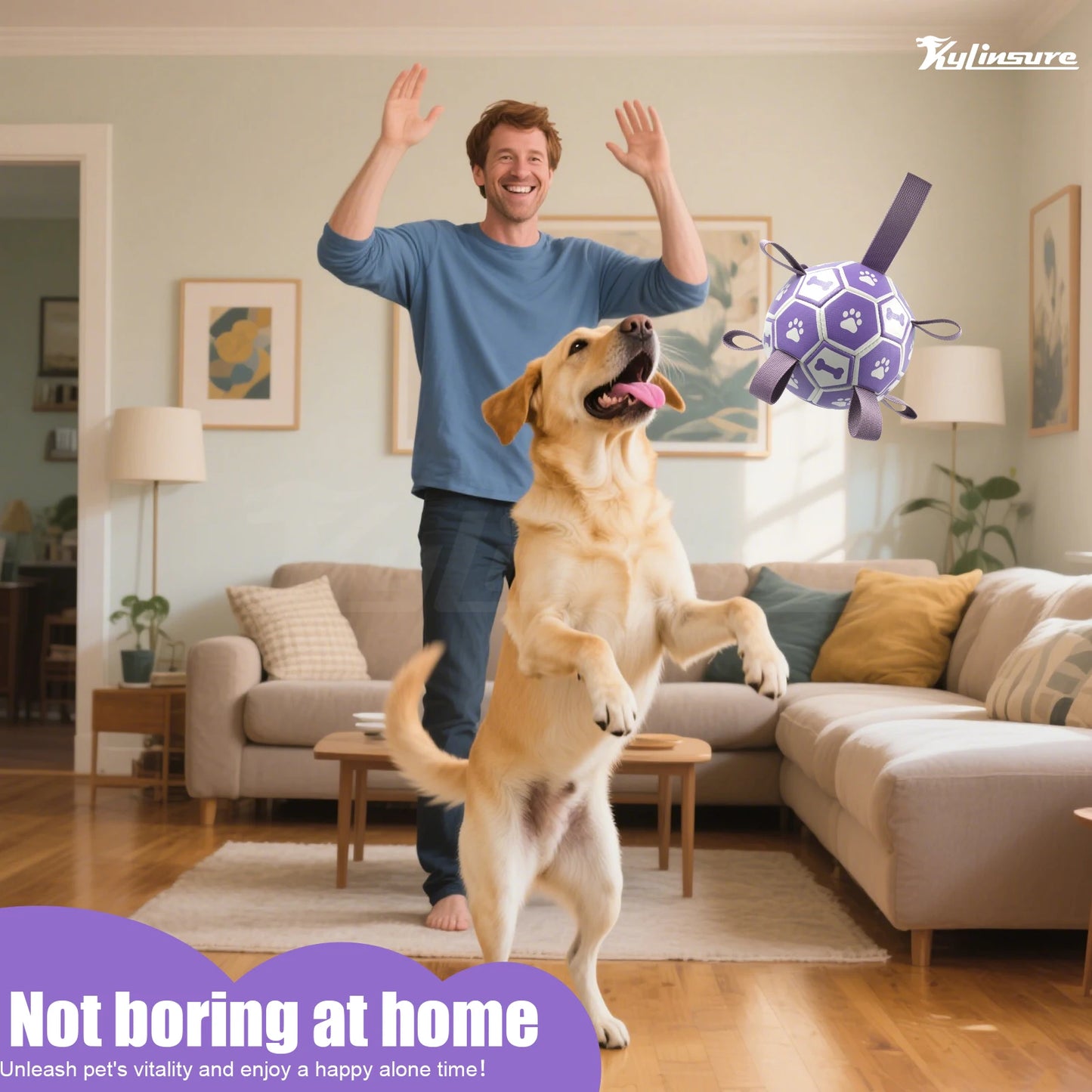 MyPawBloom dog soccer ball with straps, interactive dog toy designed for play and fetch with pets.