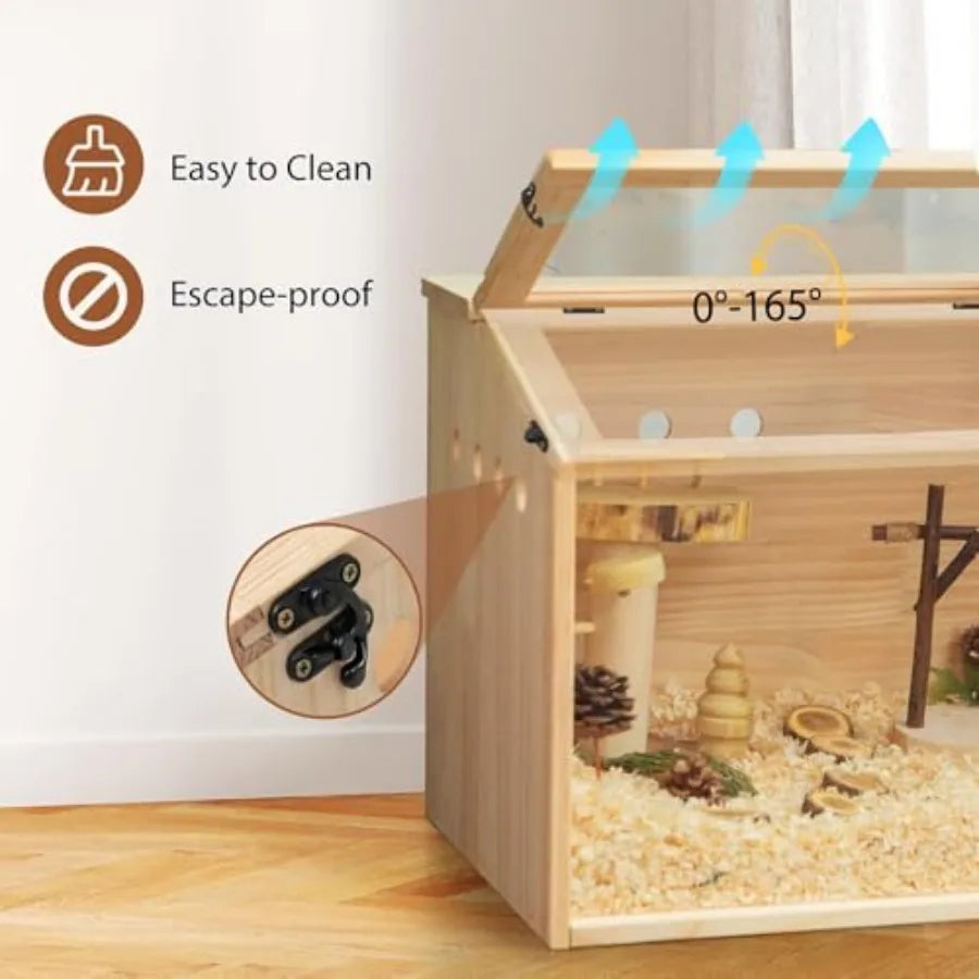 Wooden Hamster Cage Large Hamster Habitats Enclosure with Acrylic Window