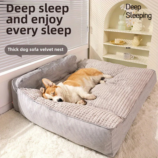 MyPawbloom cat and dog pet bed with non-slip bottom, cozy kennel style for comfortable indoor use.