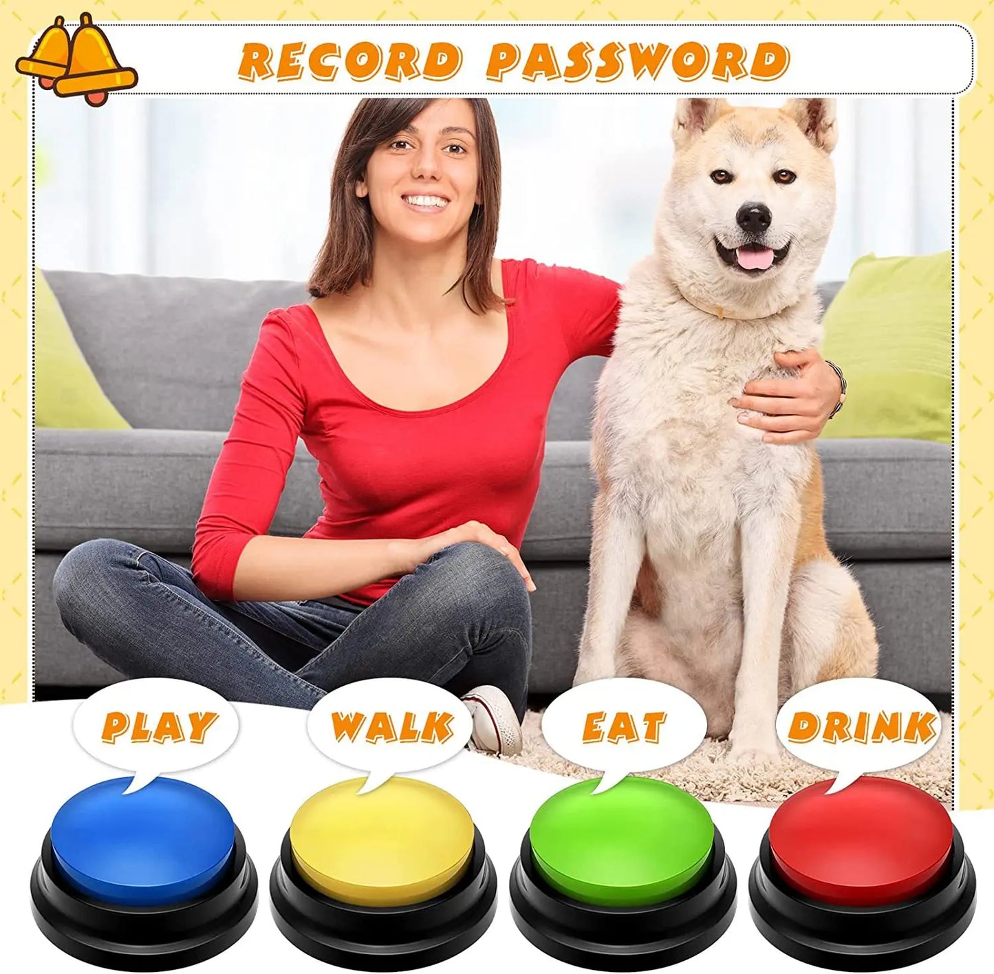 Dog communication button, pet training recording button