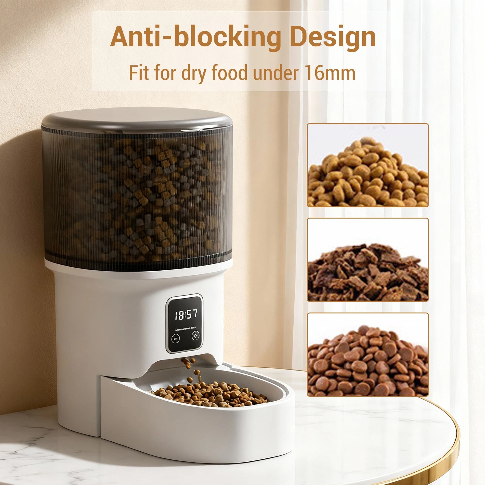 Mypawbloom 4L programmable automatic pet feeder for small dogs and cats with digital control and food compartment
