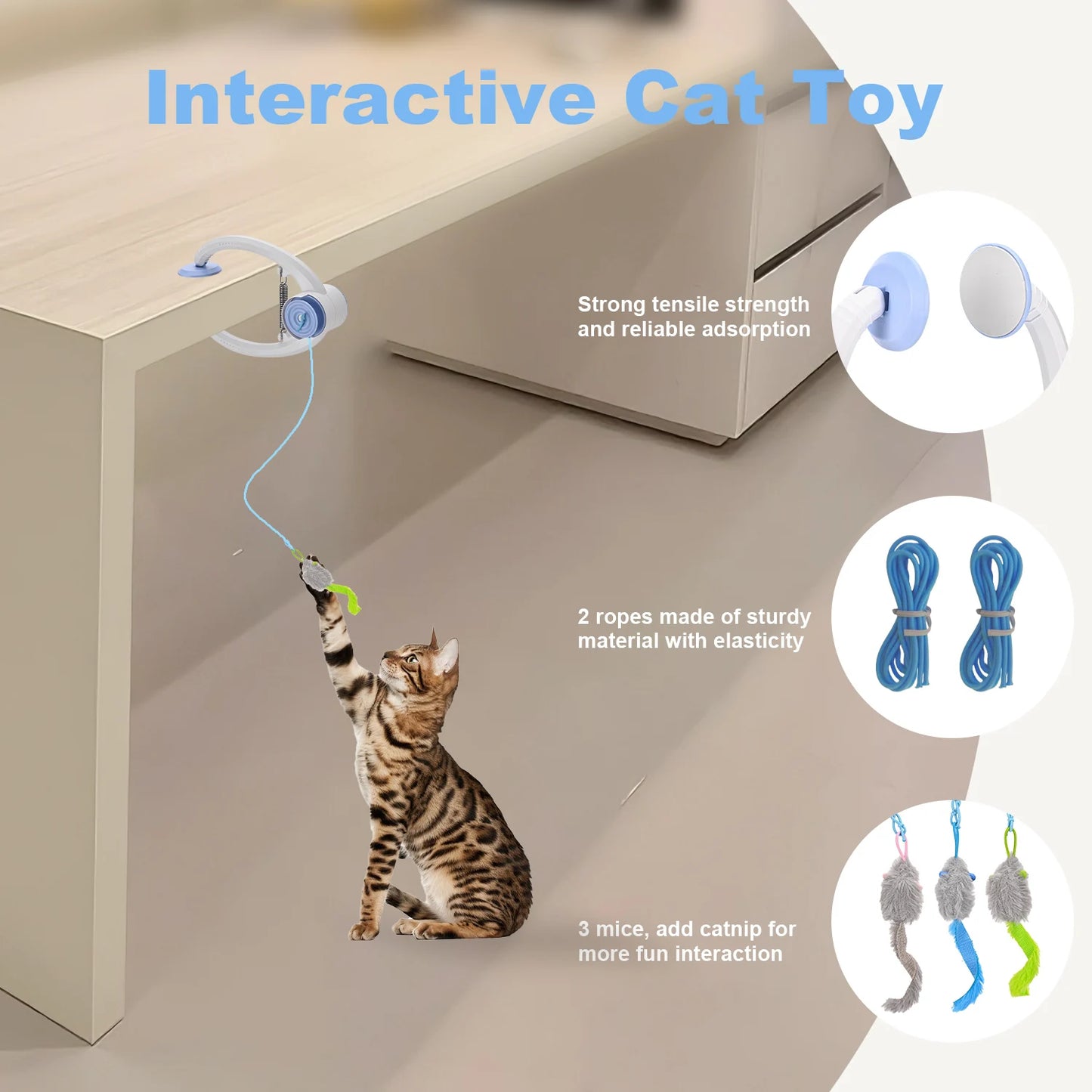 Electric door hanging cat toy by mypawbloom, featuring an interactive design with colorful feathers and moving parts for feline entertainment.