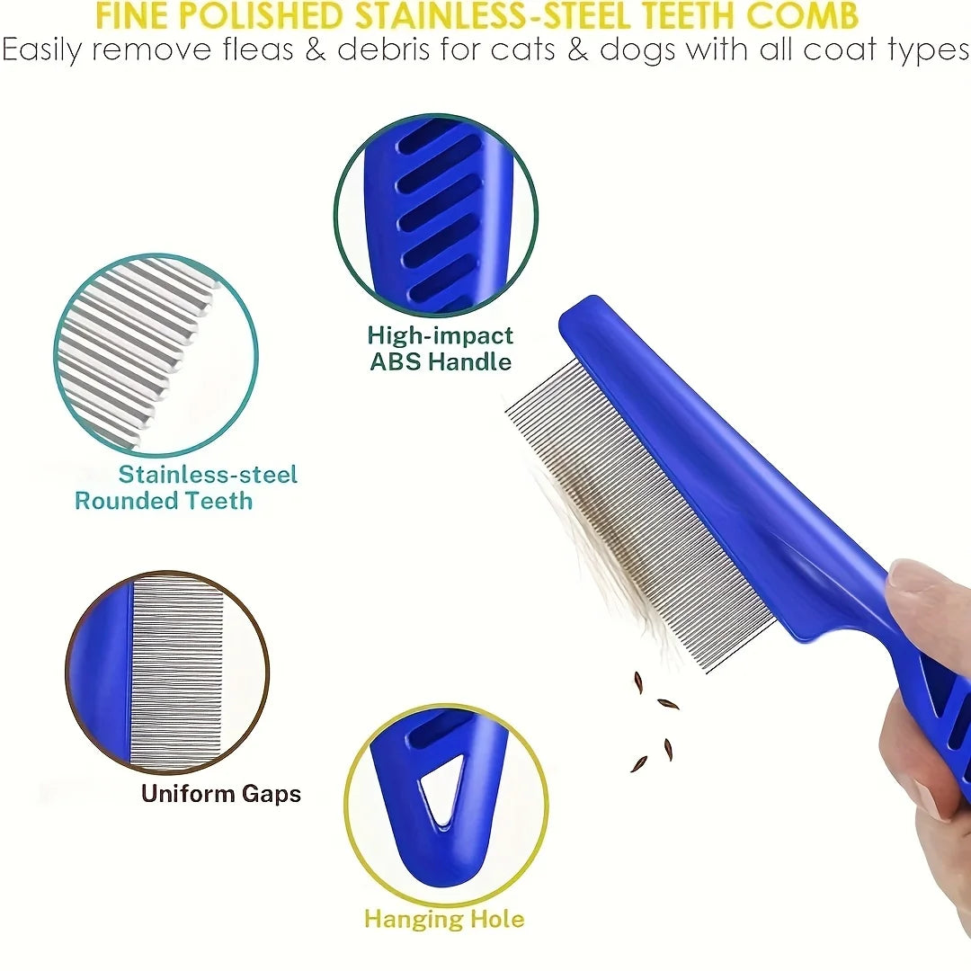Pack of 4 Flea and Lice Combs, Stainless Steel