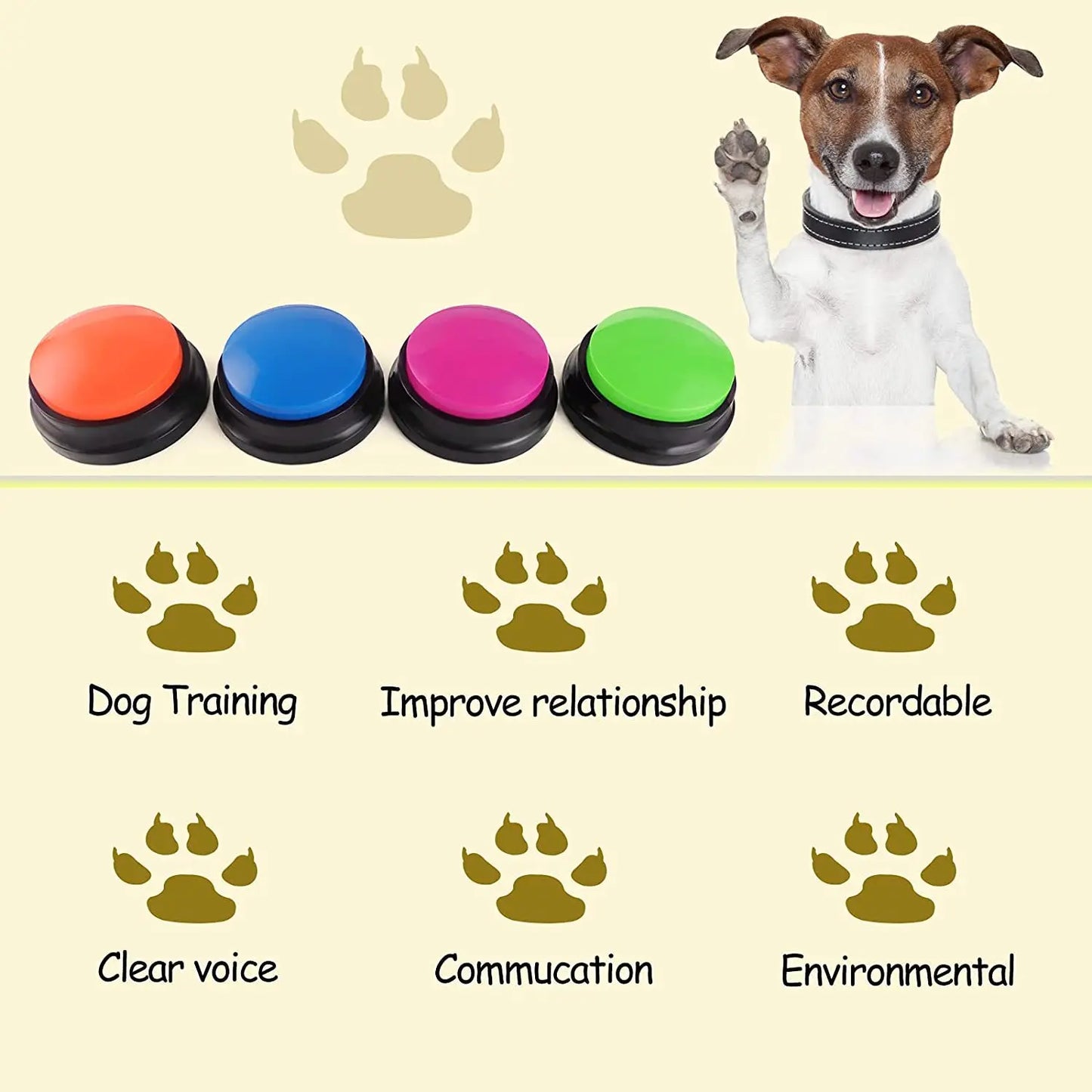 Dog communication button, pet training recording button