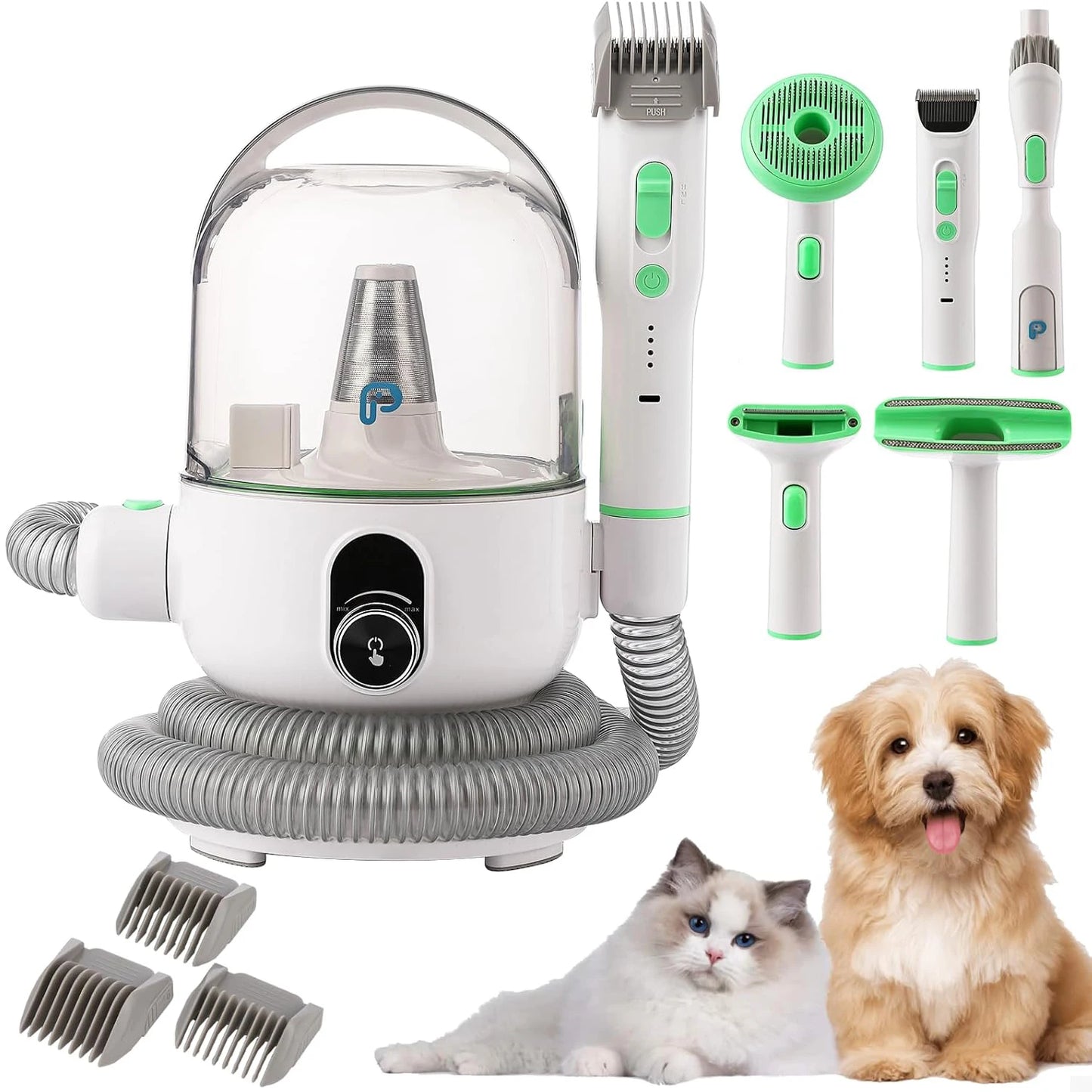 Mypawbloom pet grooming kit with 2L vacuum, including grooming tools and vacuum for cleaning pets and grooming area.