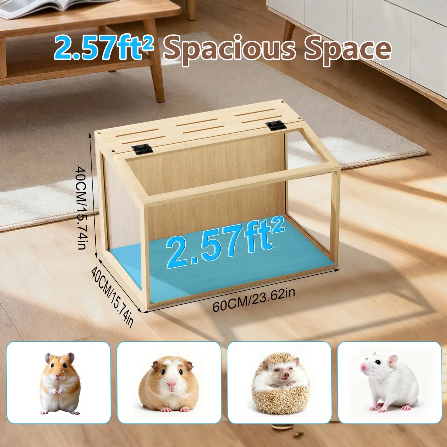 60/80CM Hamster Cage Chewproof Wooden