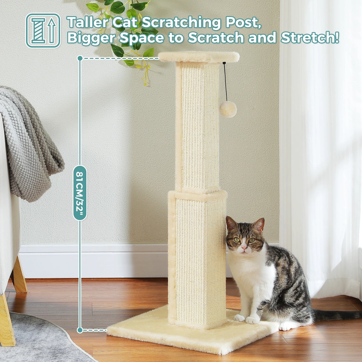 Large cat scratching post by mypawbloom with sisal scratching surfaces and cozy resting platforms for cats.