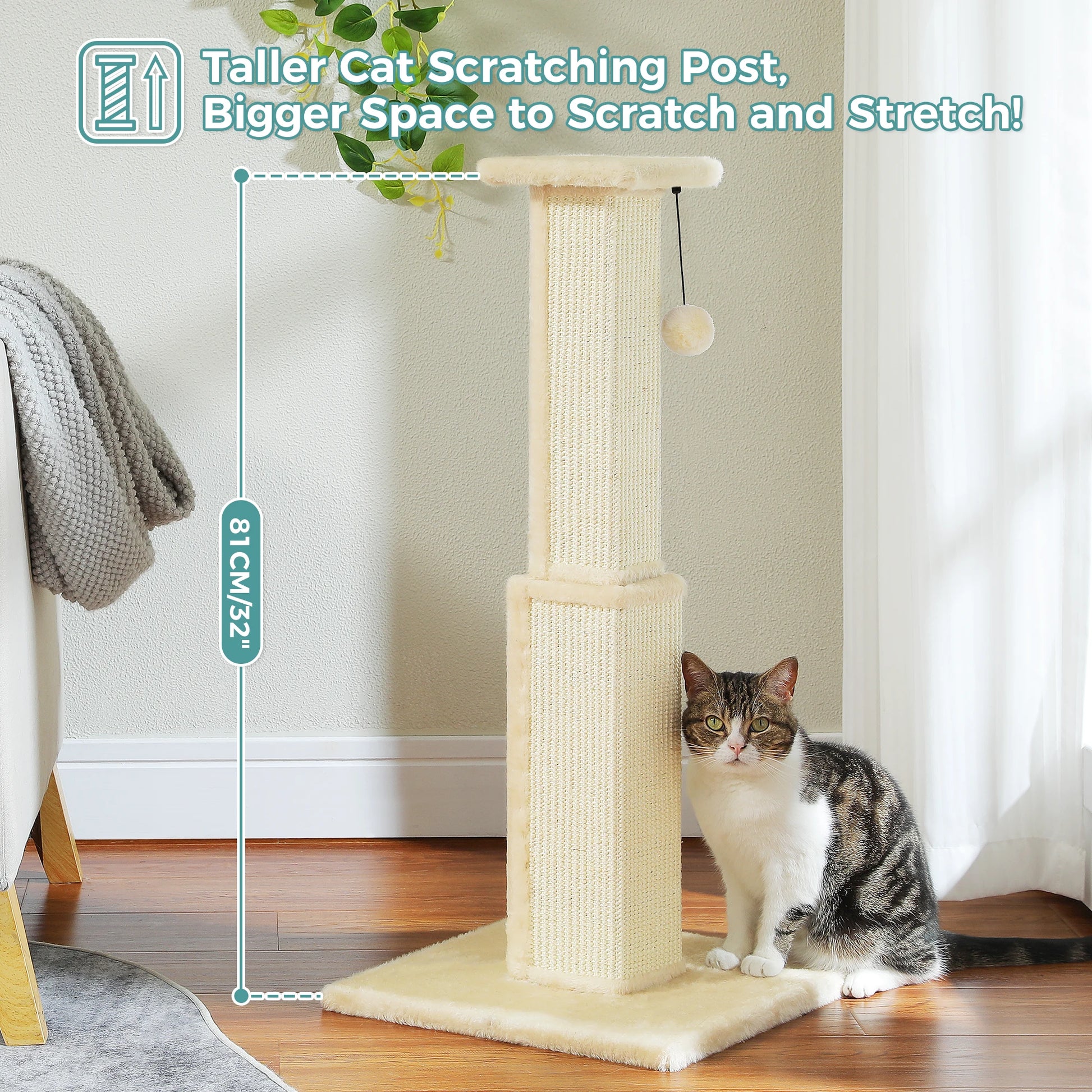 Large cat scratching post by mypawbloom with sisal scratching surfaces and cozy resting platforms for cats.