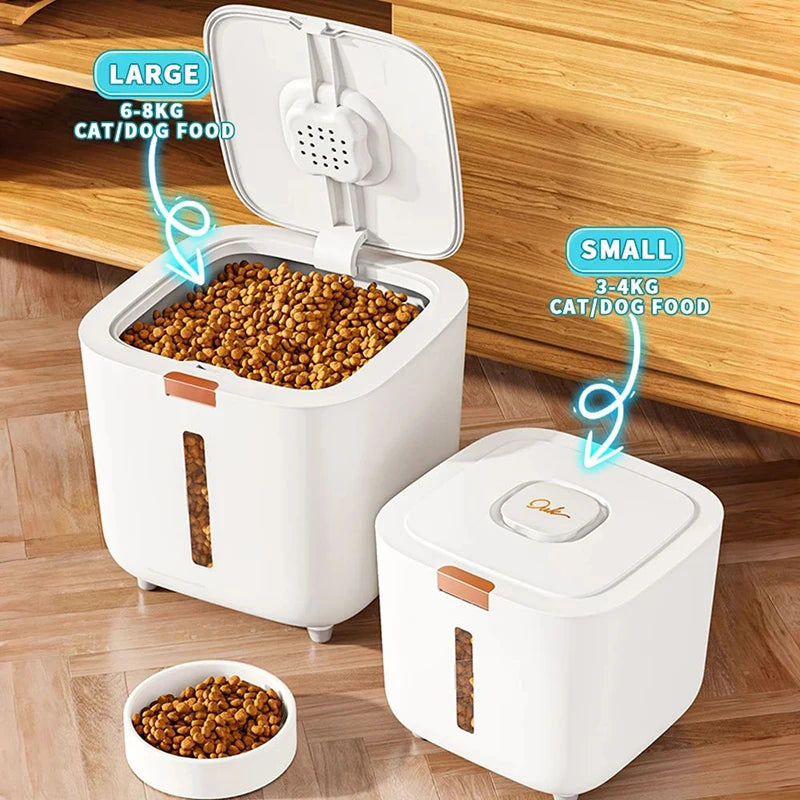 Mypawbloom pet food storage container with secure lid, designed to keep pet food fresh and organized.