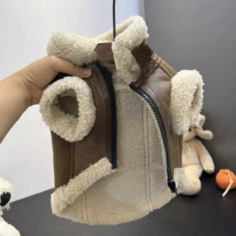Solid-colored padded dog vest by mypawbloom, featuring a comfortable design for dogs, shown on a small pet.