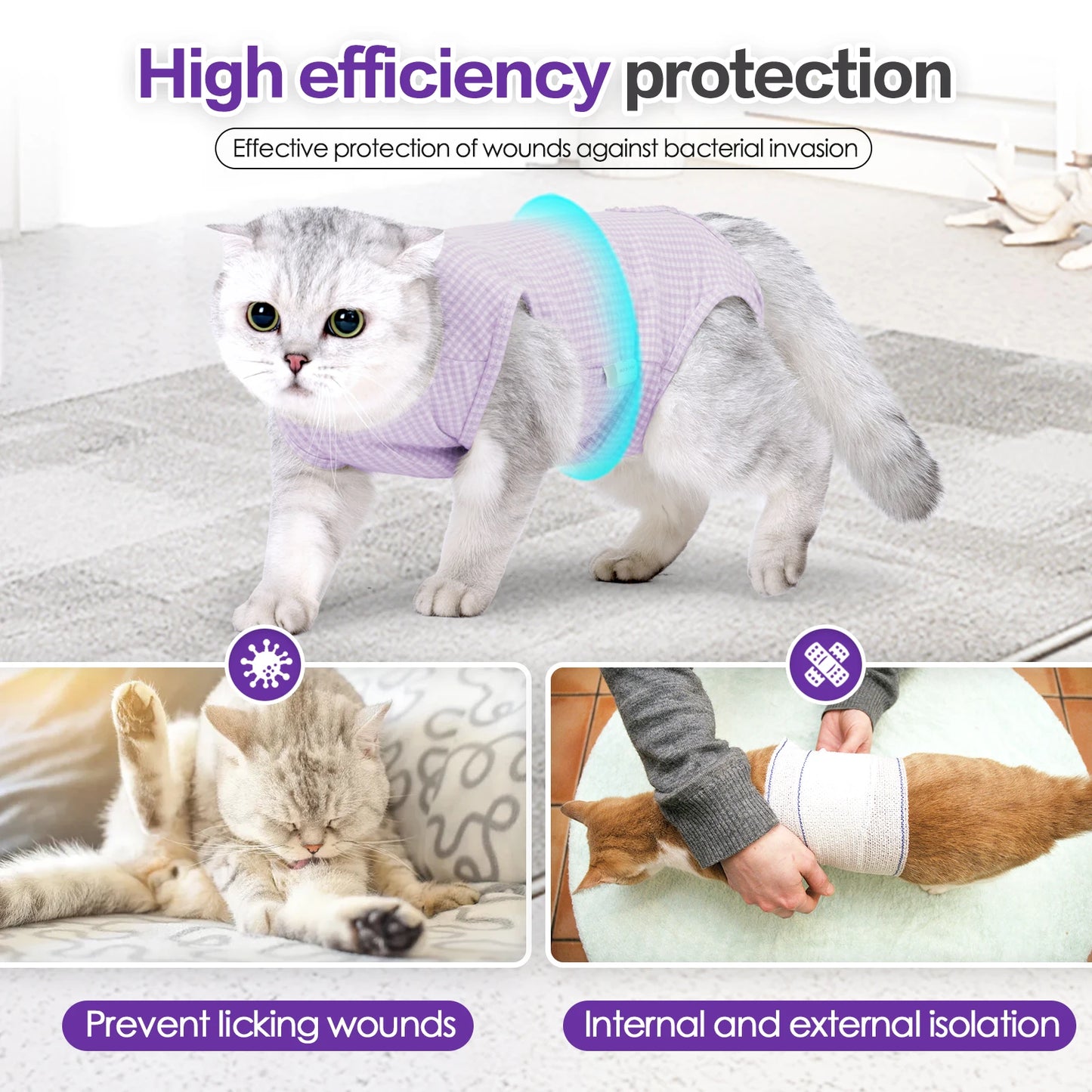 Cat Recovery Suit Professional,Abdominal Wounds Cone E-Collar Alternative
