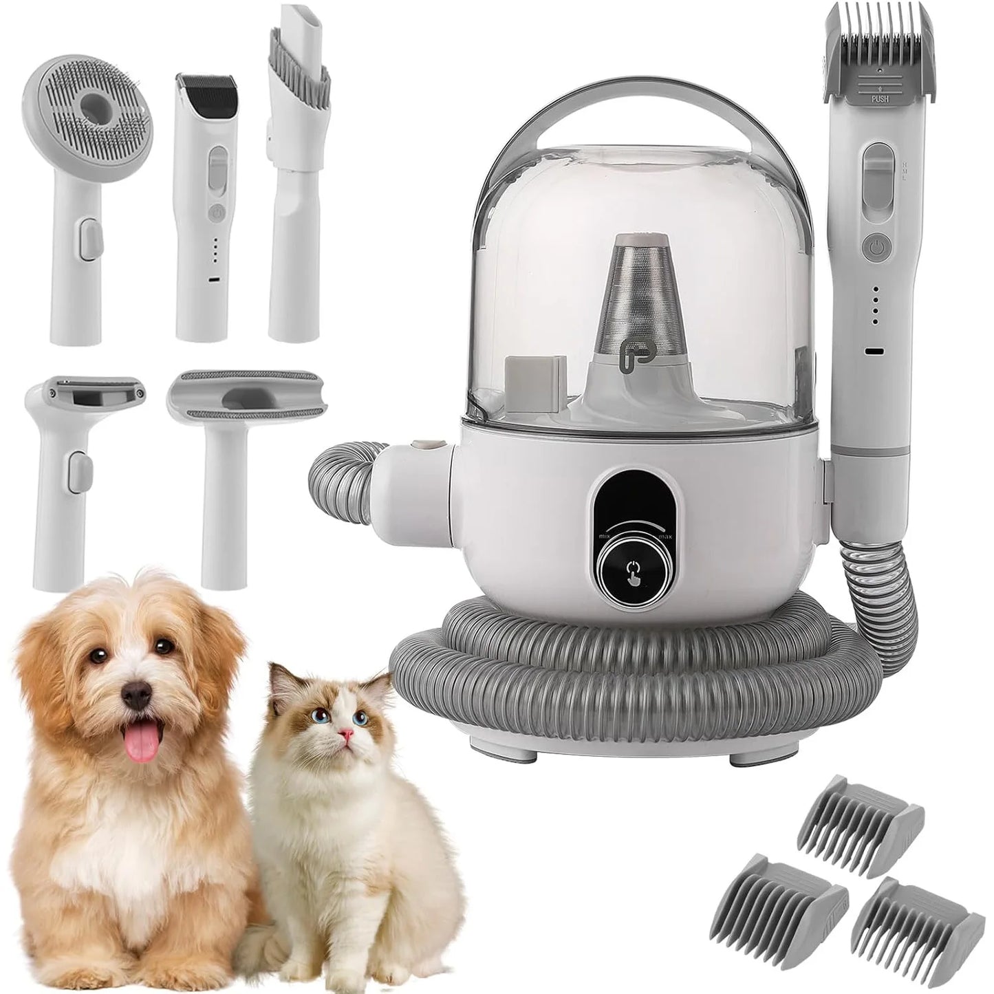 Mypawbloom pet grooming kit with 2L vacuum, including grooming tools and vacuum for pet hair removal, displayed on a clean background.