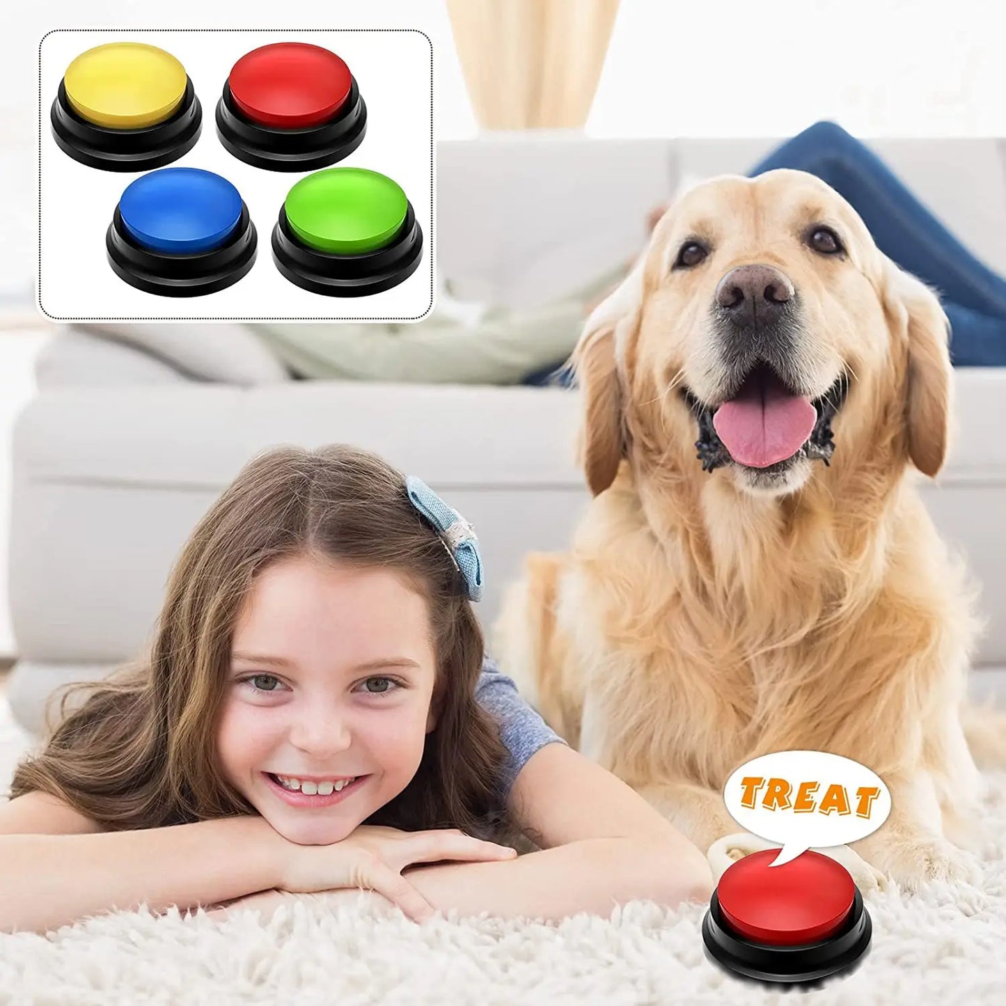 Dog communication button, pet training recording button