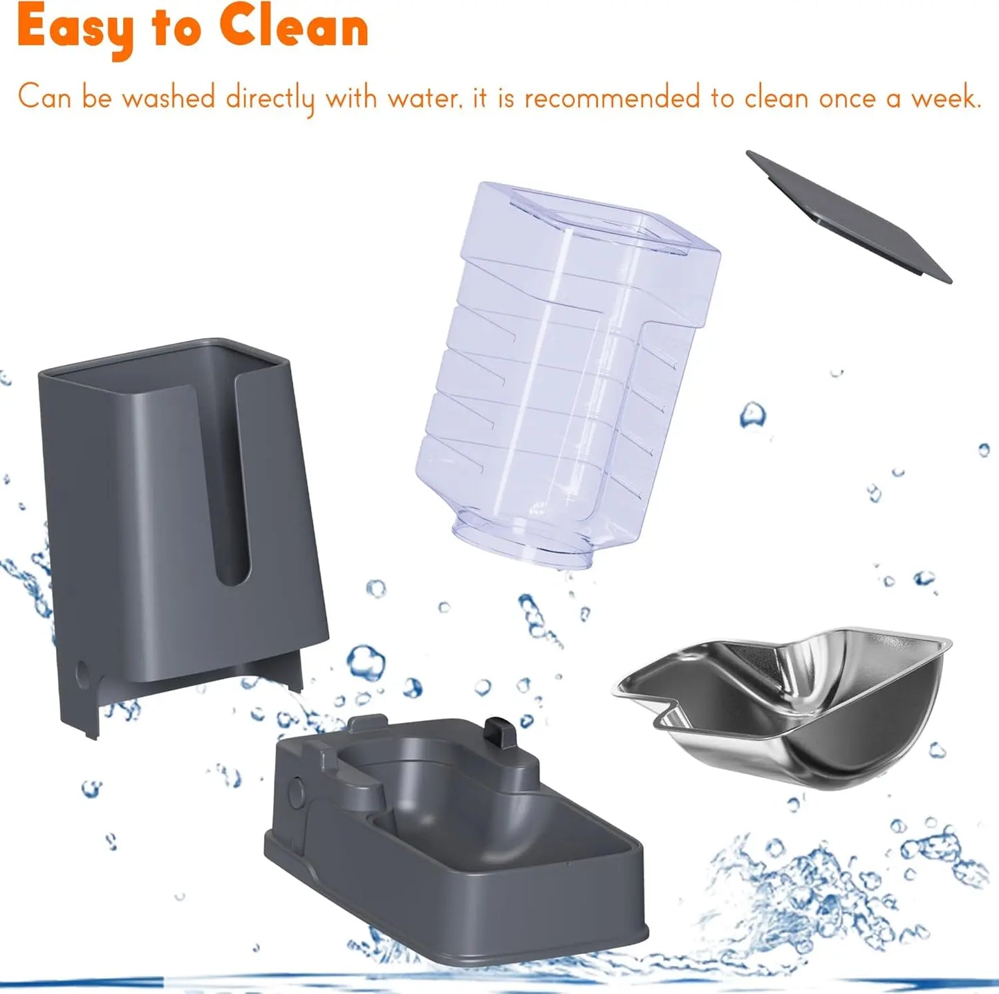 Automatic Pet Feeder and Water Dispenser Set with Stainless Steel Bowls