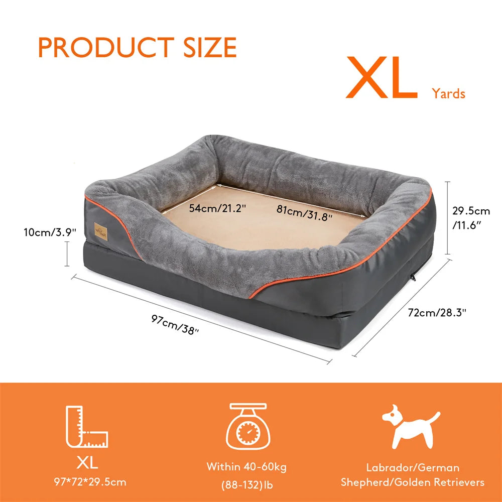 Large orthopedic dog bed with memory foam and removable cover by mypawbloom, featuring a soft and comfortable sleeping surface for dogs.