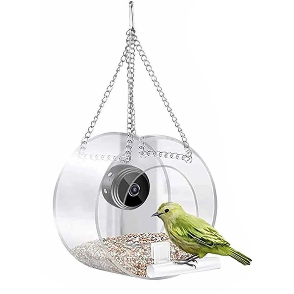 Smart Bird House Pet Feeder Transparent with Camera