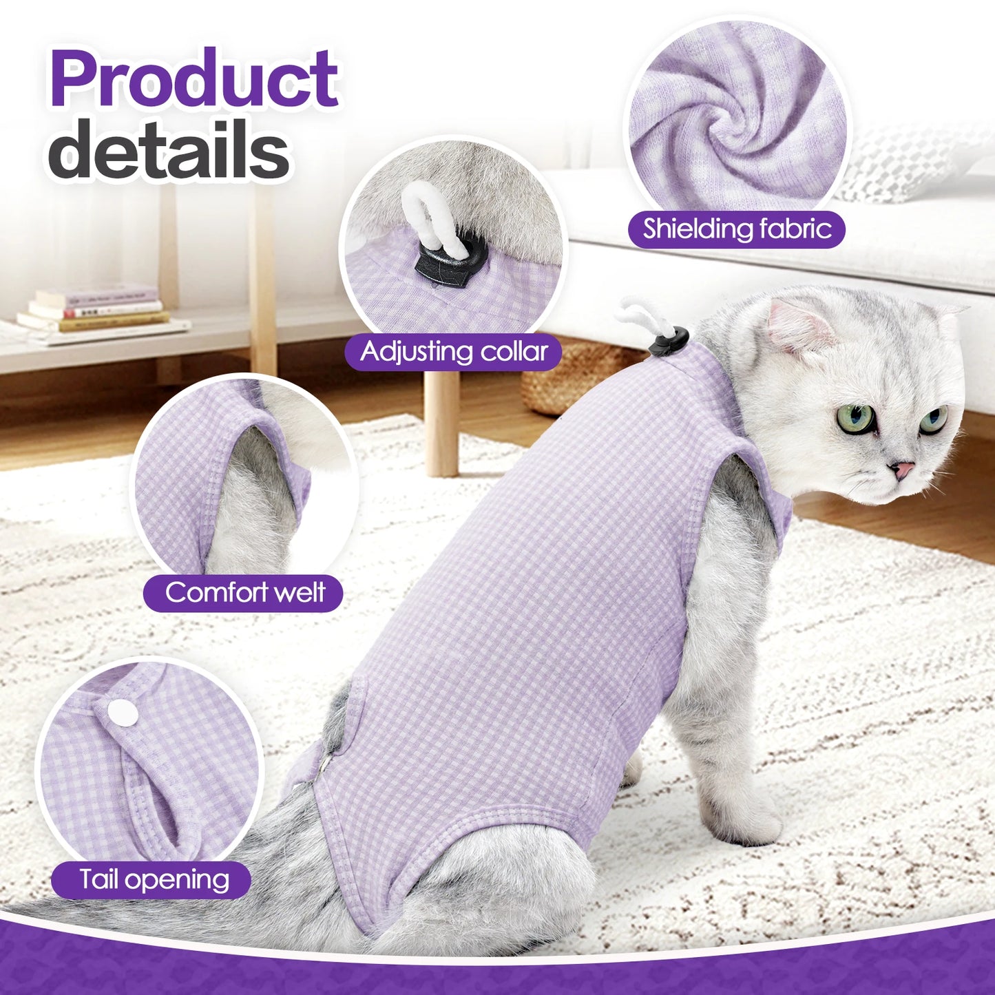 Cat Recovery Suit Professional,Abdominal Wounds Cone E-Collar Alternative
